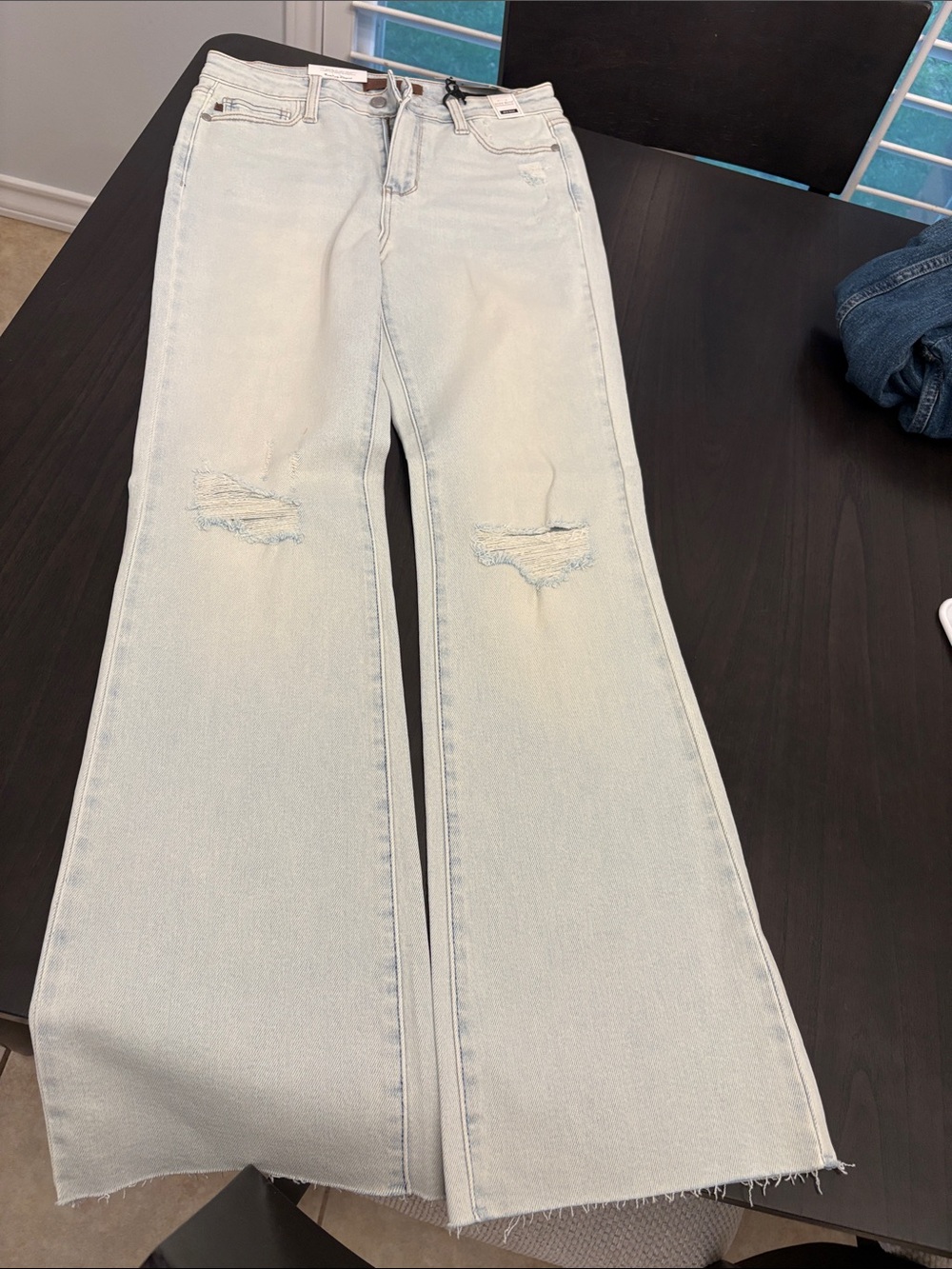 Judy Blue Light Blue Distressed Flare Jeans